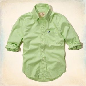 Hollister Co. Seaside Reef Green Button Down Shirt